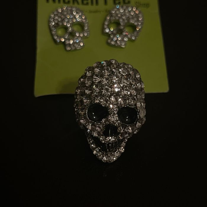 Луксозен комплект дизайнерскибижута с камъниPhilipPleinПръстен и Обеци