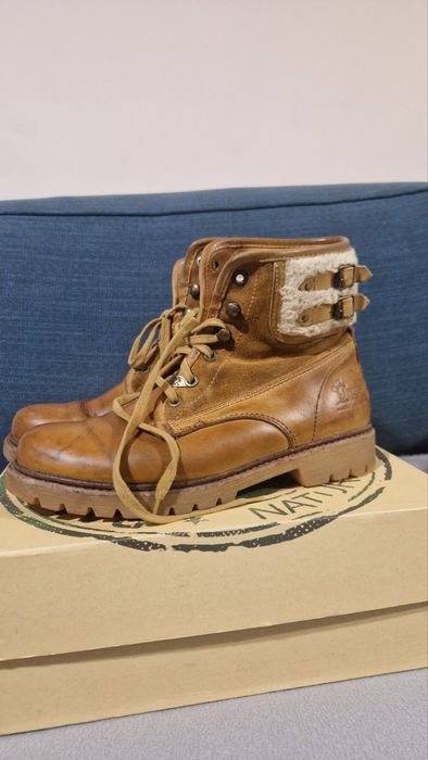 Топли зимни обувки от  яка телешка кожа