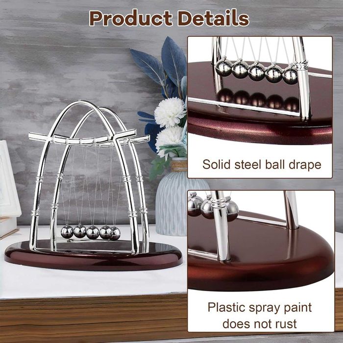 Pendulul lui Newton 5 bile, cadou original pentru birou, 23 x 14 cm