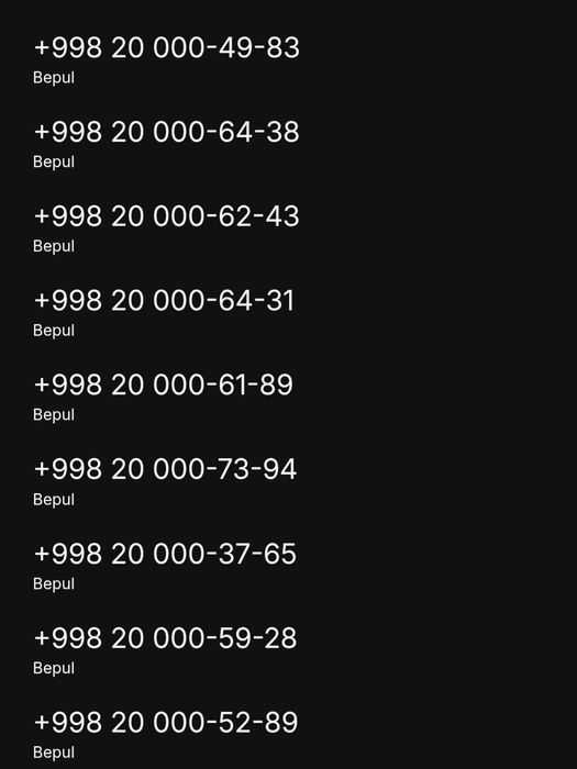 Bepul chiroyli Oq mobile nomerlar