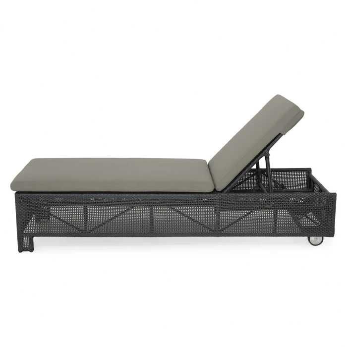 Pat de zi/Sezlong plaja/gradina/terasa Negru REDUCERI 70%