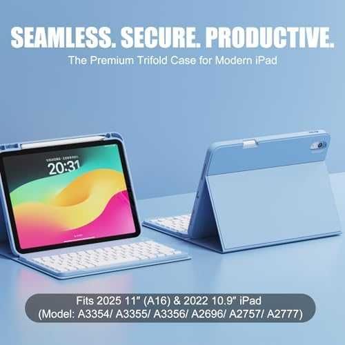 Нов Калъф за iPad A16 11 2025 / 10 10.9 2022 със слот за Pencil син защитен кейс таблет Айпад