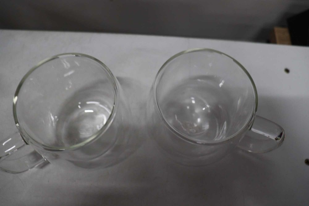 CNGLASS Голяма стъклена чаша за кафе с двойни стени 2 броя