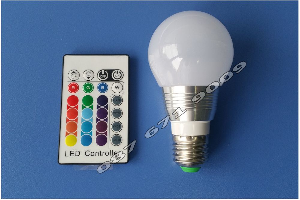 LED Цветна RGB Крушка с дистанционно, ЛЕД лампа E27 с смяна на цветове