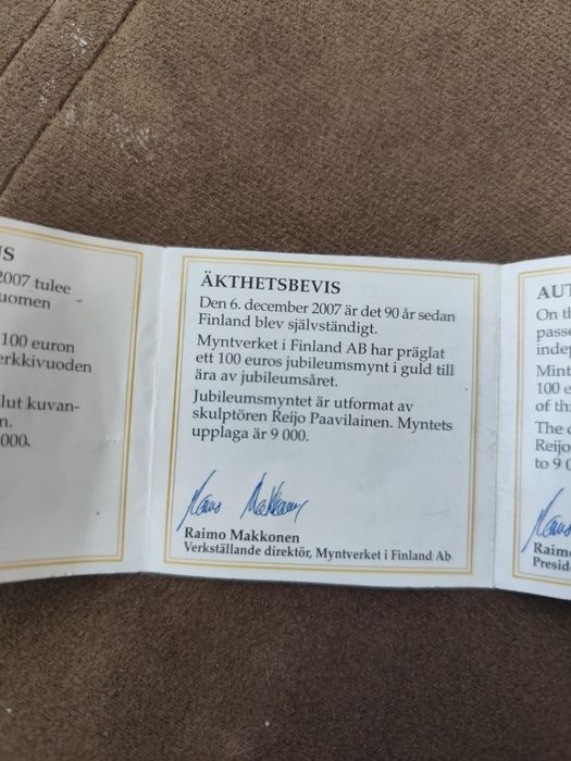 100 златни евро Финландия(Suomi)