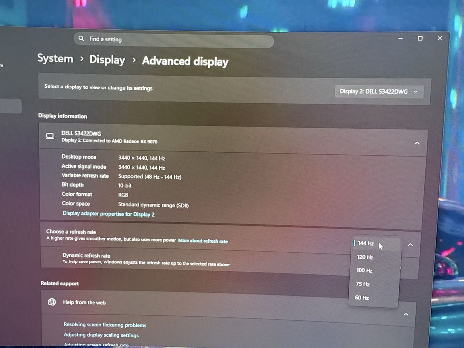 Monitor Gaming Dell S3422DWG 34” Ultrawide UWQHD 144Hz FreeSync Premium Pro