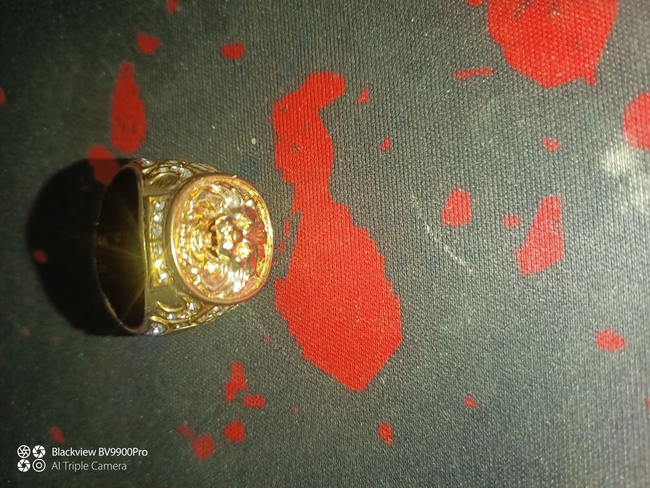 Ghiul mare placat cu aur 14 k  pt barbati  cu pietre zirconiu