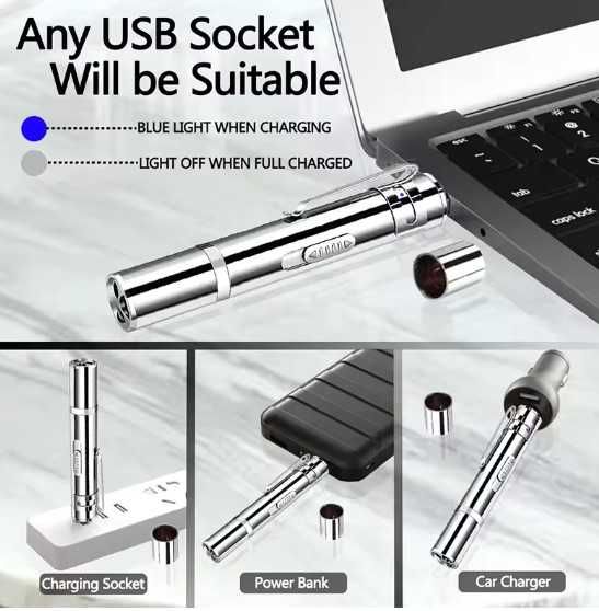 Джобен детектор за пари (евро) 3в1 LED фенер с UV светлина и лазер