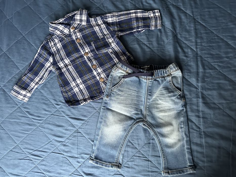 Бебешки дрешки р-р 62/68: бодита, ромпъри, дънки, ризка