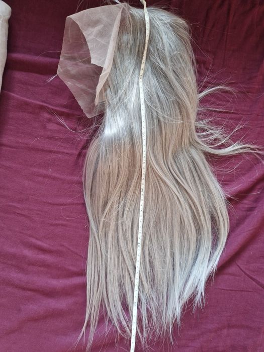 Peruca gri argintiu 100% par natural uman lace dantela Noua