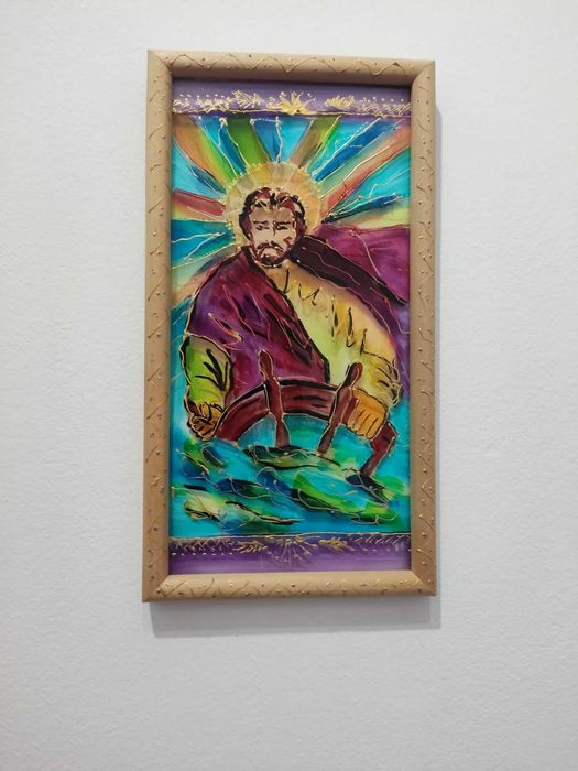 Стъклопис със светия на кораб