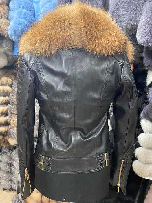 Geaca piele naturala cu blana naturala