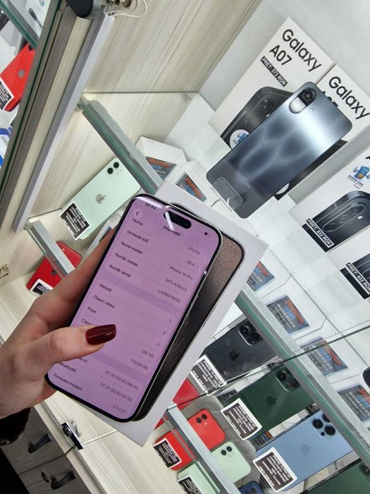 iPhone 15 Pro / Natural Titanium / 128GB / Baterie 89% / Garanție / Posibilitate Rate