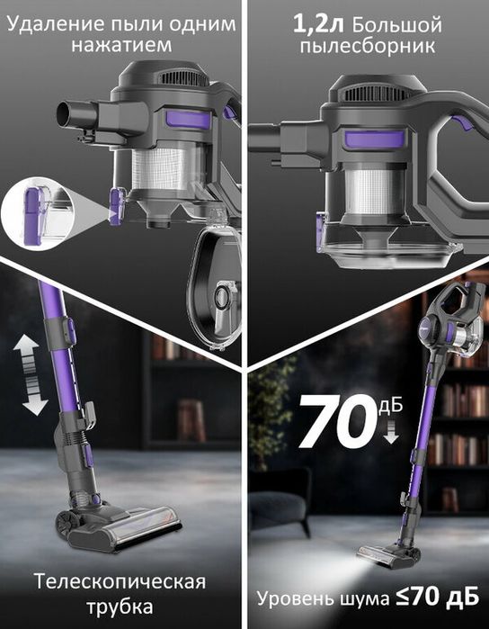 Беспроводной вертикальный пылесос для дома Utropuro V300 , Фиолетовый