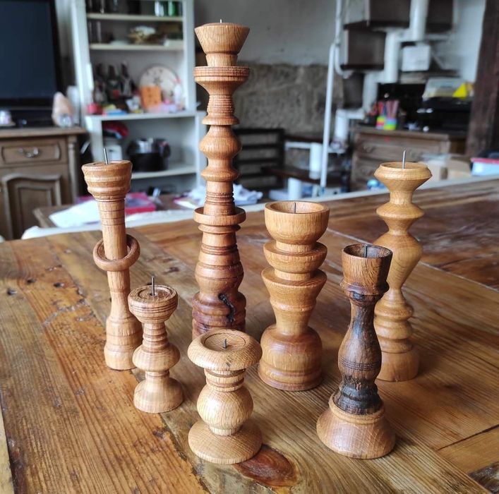 Уникални дървени купи, свещници и табели