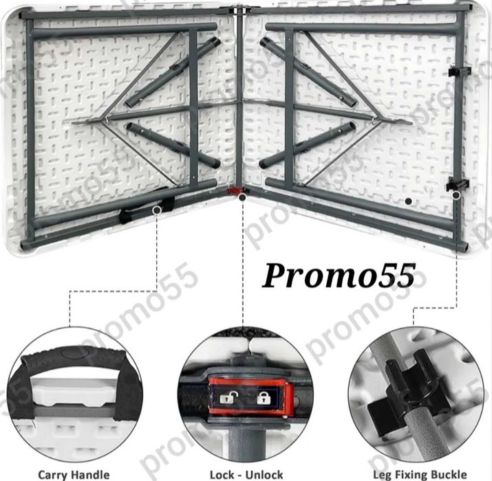 Сгъваема маса с голям плот тип куфар за тераса, градина, двор кетъринг