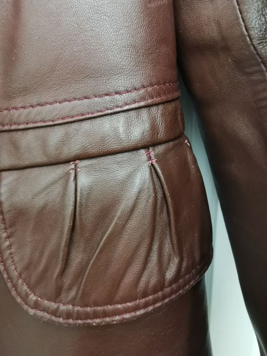 Jachetă piele moale, maro-roșcat, mărime M