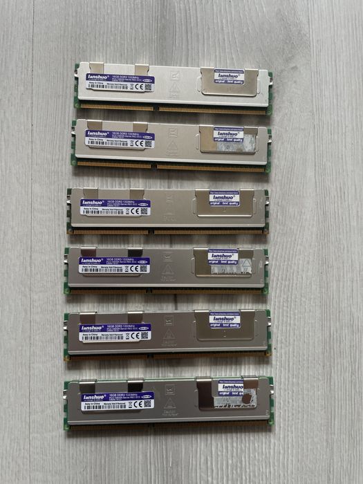 Продавам 6 броя x 16GB DDR3 1333MHz Server RAM ECC (Общо 96GB)