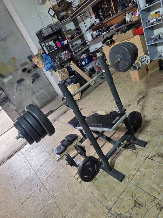 Pachet bancă reglabilă +haltera+gantere