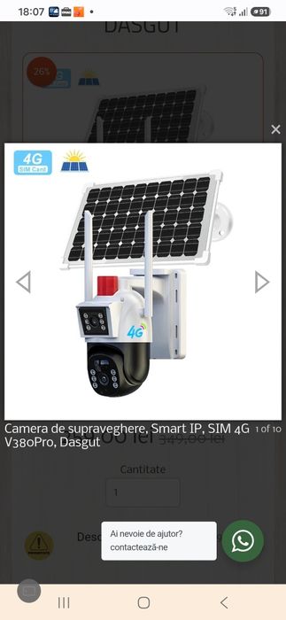 Camera de supraveghere, Smart IP, SIM 4G V380Pro, Dasgut
