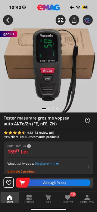 Tester masurare grosime vopsea auto Al/Fe/Zn