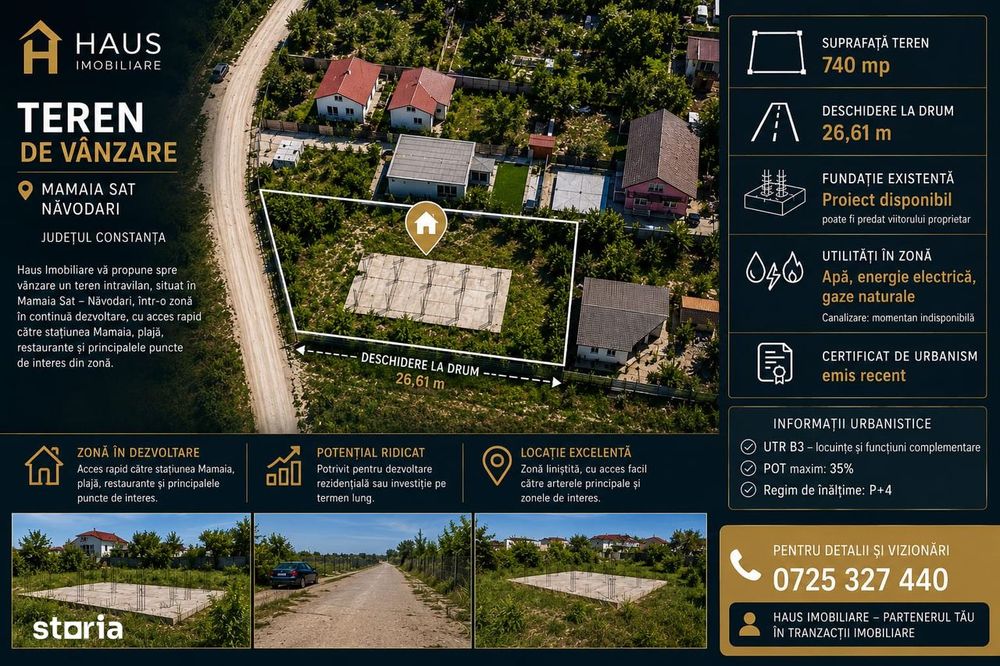Teren intravilan Mamaia Sat  740 mp  Fundatie  proiect predabil