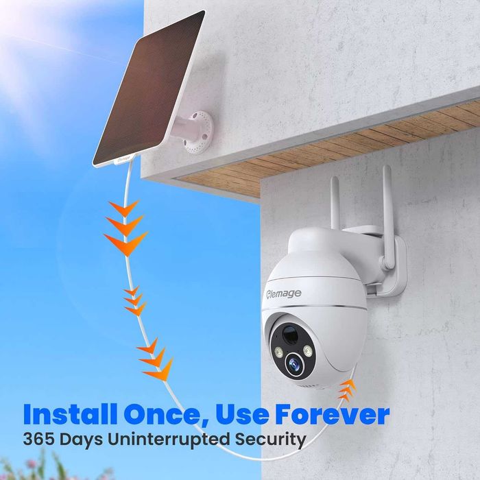 Външна камера със соларен панел и акумулаторна батерия Elemage PTZ