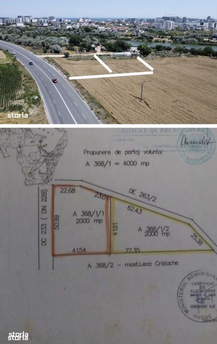 Teren cu deschidere 50 ml la drum Lumina-Navodari, 2000 mp/4000 mp.