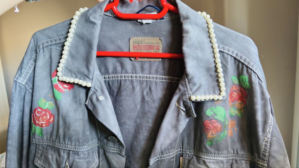 Geaca denim personalizata, pictata manual