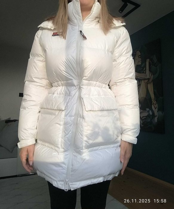 Tommy Jeans midi alaska puffer jacket in white