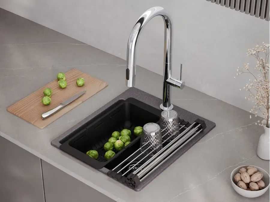 Графит Кухненска Мивка от гранит модел Рига Easy 380 x 440 mm