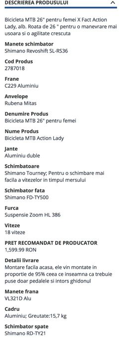 Bicicletă X Fact MTB Action Lady 26”