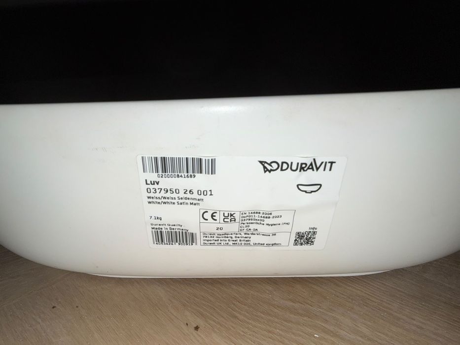 Lavoar premium Duravit Luv 50x35 WonderGliss alb mat - nou / nefolosit