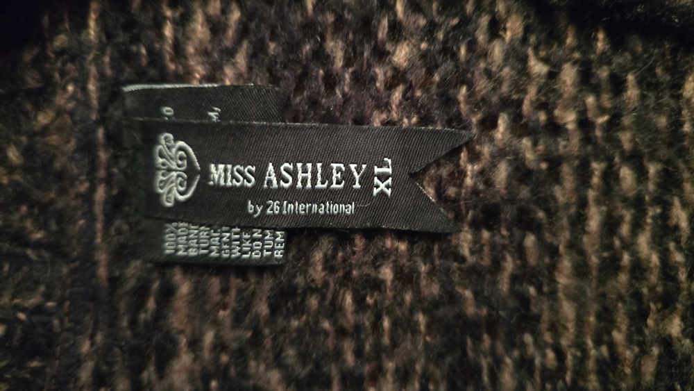 Miss Ashley - cardigan tricotat cu guler șal, maro, XL