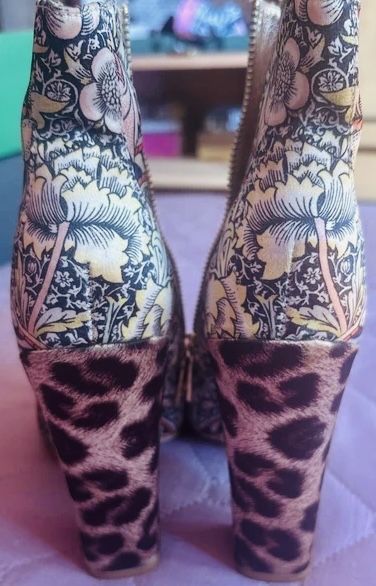 Боти Just Cavalli Baroque Floral and Leopard Print Satin Ankle Boots