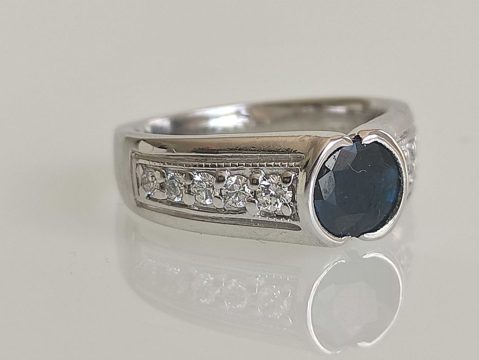 Inel 14k 7,18gr Finelli safir si diamante naturale