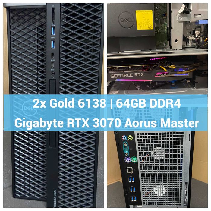 Dell 7820 2*Xeon Gold 6138 40c, Nvidia RTX 3070, 64GB DDR4 workstation