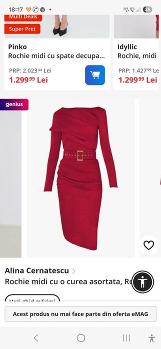 Rochie cu drapaje designer român Alina Cernătescu