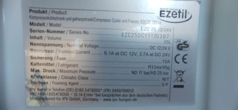 Автохладилник Ezetil 25L - 12/24V, компресорен