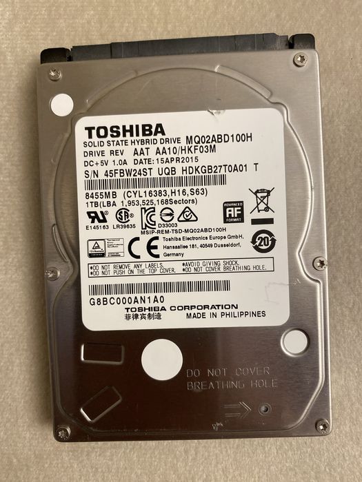 HDD Toshiba 1TB 2.5” SSHD (Hybrid) – Model MQ02ABD100H – Laptop / PS4