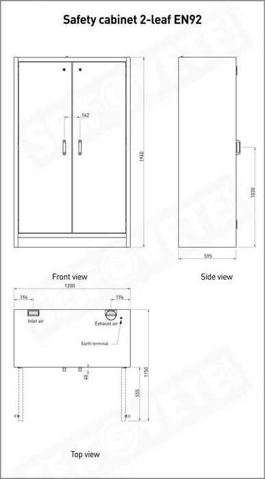 PRIORIT PRIOCAB Typ90 LI-ION пожаробезопасен шкаф за батерии