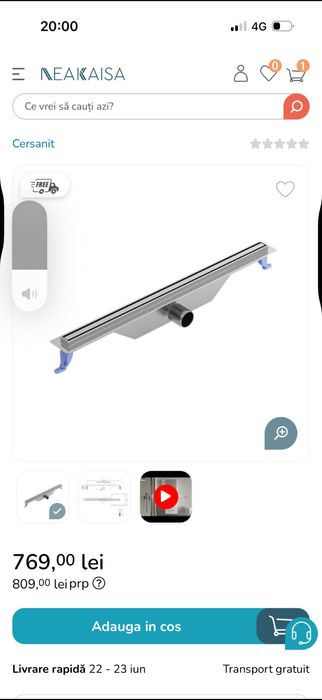 Rigola de dus Cersanit Slim 70 cm