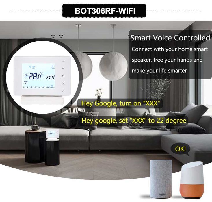 Termostat smart wireless BEOK BOT306RF-WiFi incalzire gas