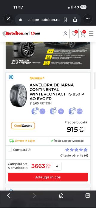 Set anvelope noi de iarnă 215/65R17 Continental!