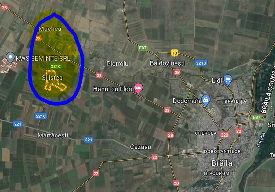 Vand teren extravilan Silistea Br, 10300 €/ha,negociabil, deschidere  la DN23.