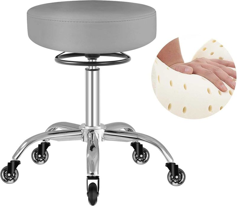 Въртящ се стол с колелца регулируем 180 кг салонен стол