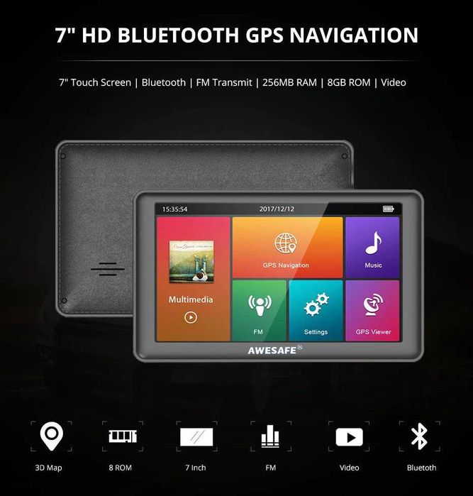 Навигация AWESAFE 7 инча 3D карта GPS Navitel Карта за камиони
