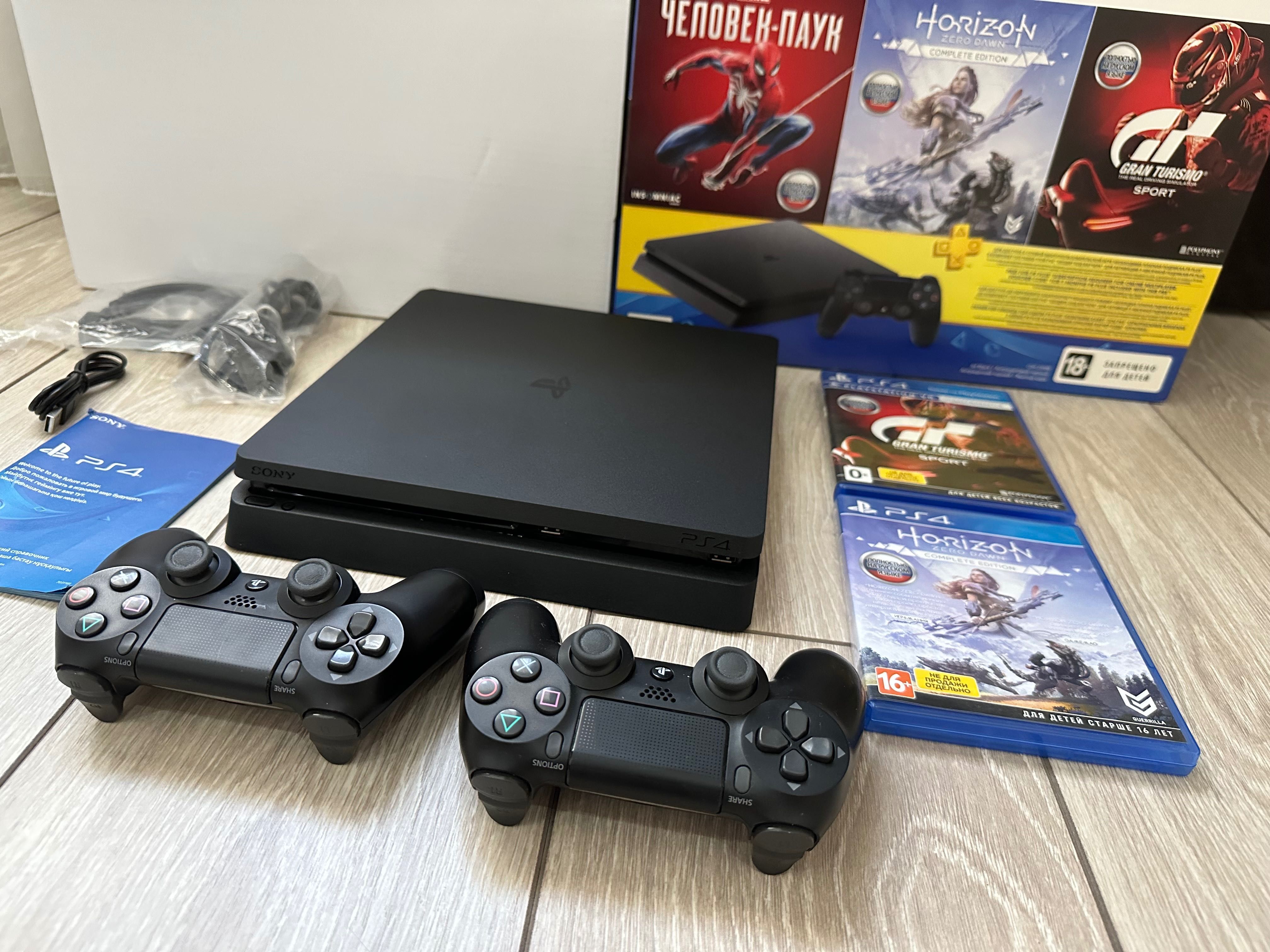 Sony Ps 4 SLIM + 2 джойстика Игры ! Playstation Слим: 115 000 тг. -  Приставки Алматы на Olx