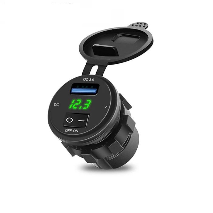 Priza auto cu incarcare USB cu indicator de voltaj
