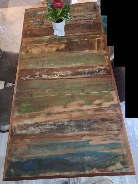 vidaXL Masa de bucatarie 180cm lemn masiv reciclat si otel incrucisat